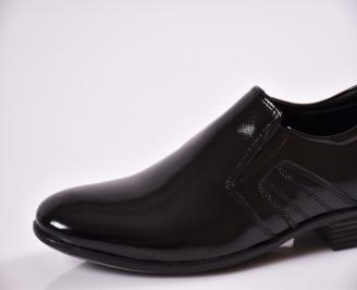Мъжки официални обувки естествена кожа/лак черни