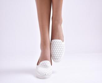 Дамски  равни обувки  бели еко кожа