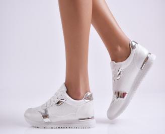 Дамски спортни обувки еко кожа/текстил бели