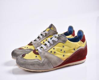 Мъжки спортни обувки текстил/велур жълти