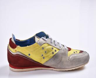 Мъжки спортни обувки текстил/велур жълти 3