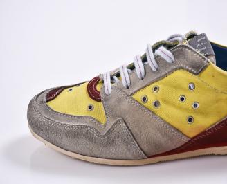 Мъжки спортни обувки текстил/велур жълти