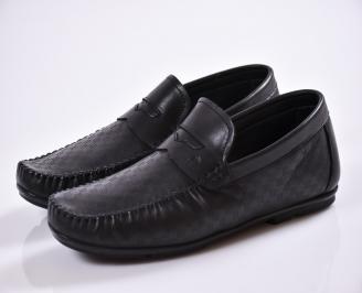 Мъжки спортно елегантни  обувки естествена кожа черни