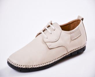 Мъжки спортно елегантни  обувки естествена кожа бежови