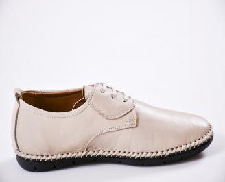 Мъжки спортно елегантни  обувки естествена кожа бежови