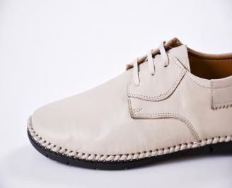 Мъжки спортно елегантни  обувки естествена кожа бежови