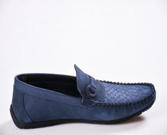 Мъжки спортно елегантни  обувки естествена кожа сини 3