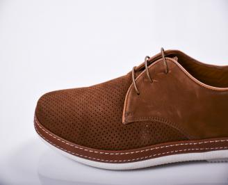 Мъжки  обувки естествен набук кафяви