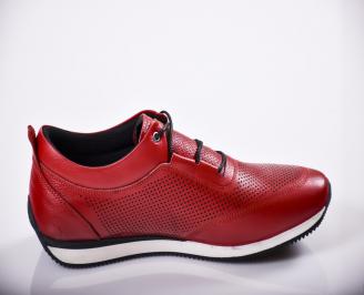 Мъжки спортно елегантни обувки естествена кожа червени