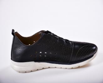 Мъжки спортно елегантни  обувки естествена кожа черни 3