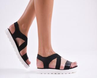 Дамски равни  сандали естествена кожа черни