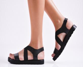 Дамски равни  сандали естествена кожа черни