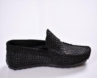 Мъжки спортно елегантни  обувки естествен набук черни