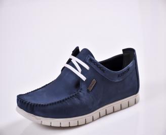 Мъжки спортно елегантни  обувки естествен набук сини