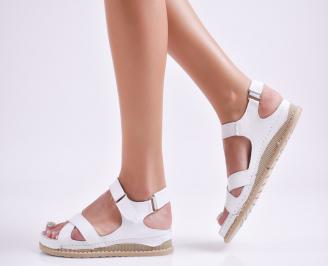 Дамски равни  сандали естествена  кожа бели