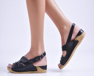 Дамски равни сандали  естествена кожа черни