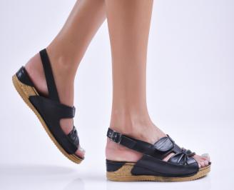 Дамски равни сандали  естествена кожа черни