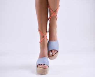 Дамски равни сандали  набук шарени