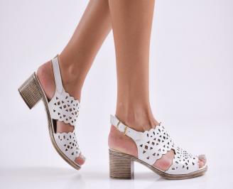 Дамски елегантни сандали еко кожа бели