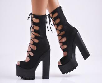 Дамски елегантни сандали набук черни