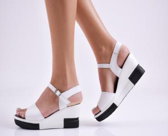 Дамски  сандали на платформа  естествена  кожа бели