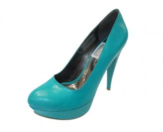 Дамски елегантни обувки еко кожа сини