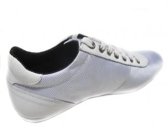 Мъжки обувки  естествена кожа/текстил бели 3