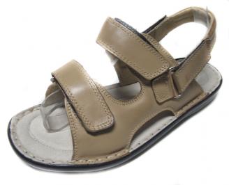 Мъжки сандали естествена кожа бежови