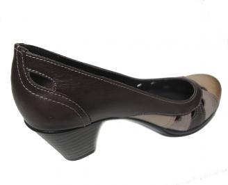 Дамски обувки от естествена кожа кафяви