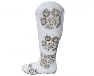 Дамски летни ботуши естествена кожа бели