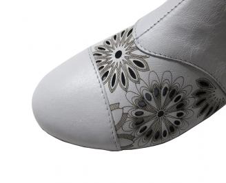 Дамски летни ботуши естествена кожа бели