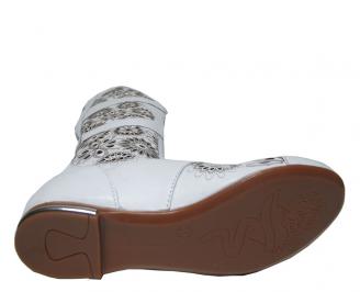 Дамски летни ботуши естествена кожа бели