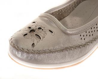 Дамски обувки естествена кожа сребристи