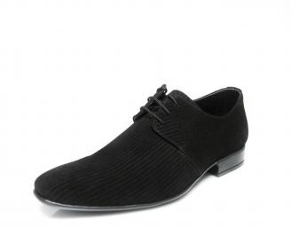 Мъжки официални обувки естествен велур черни