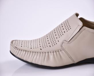 Мъжки обувки официални бежови естествена кожа