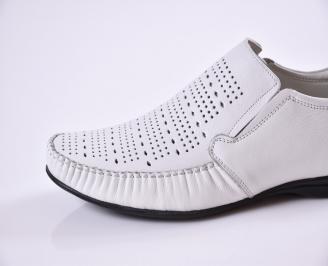 Мъжки обувки официални естествена кожа бели