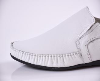 Мъжки обувки официални естествена кожа бели