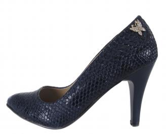 Дамски елегантни обувки еко кожа тъмно сини