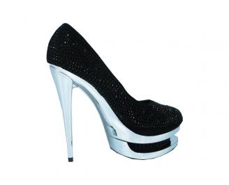 Дамски елегантни обувки еко велур черни