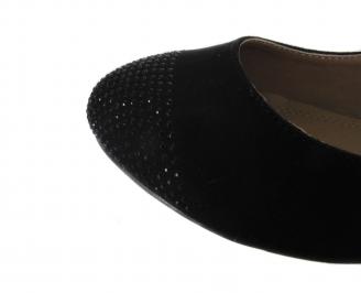 Ежедневни дамски обувки еко набук/камъни черни