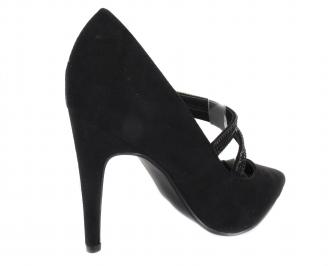 Дамски елегантни обувки еко велур черни