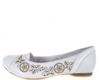 Дамски равни обувки естествена кожа бели