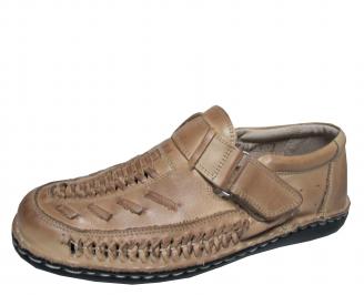 Мъжки обувки бежови естествена кожа