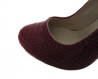 Дамски обувки на ток червени еко кожа