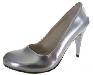 Дамски елегантни обувки сребристи еко кожа/лак