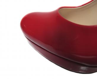 Дамски елегантни обувки на ток еко кожа/лак  червени