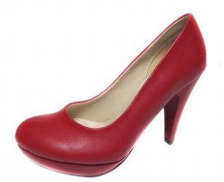 Дамски обувки на ток еко кожа червени