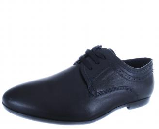 Мъжки официални обувки естествена кожа тъмно сини