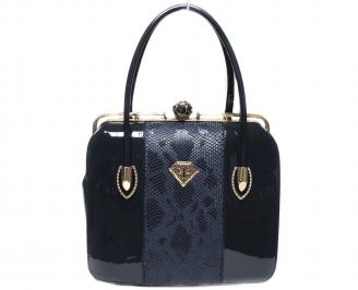 Дамска чанта еко кожа/лак тъмно синя