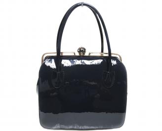 Дамска чанта еко кожа/лак тъмно синя